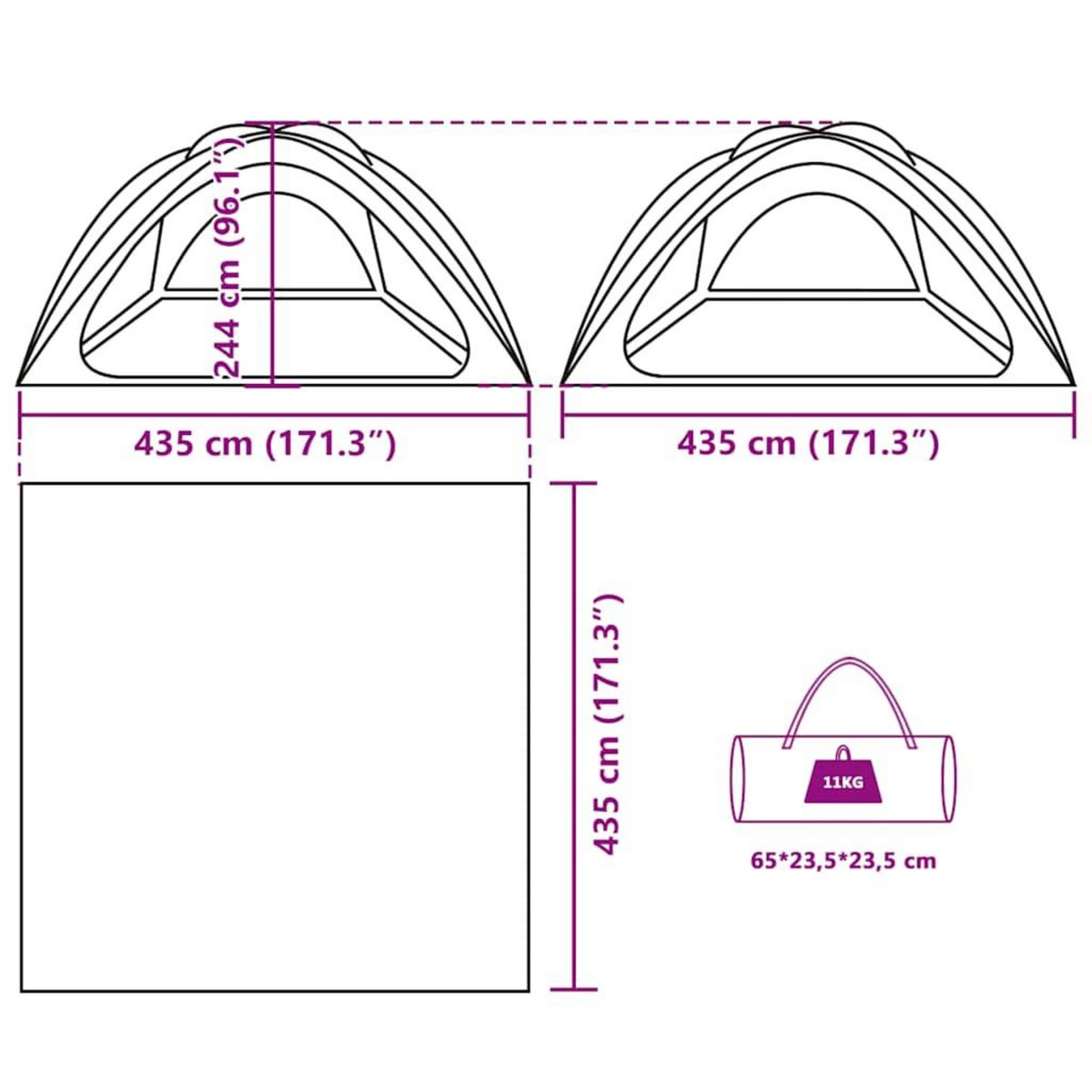VIDAXL Tente de fete vert de mer impermeable