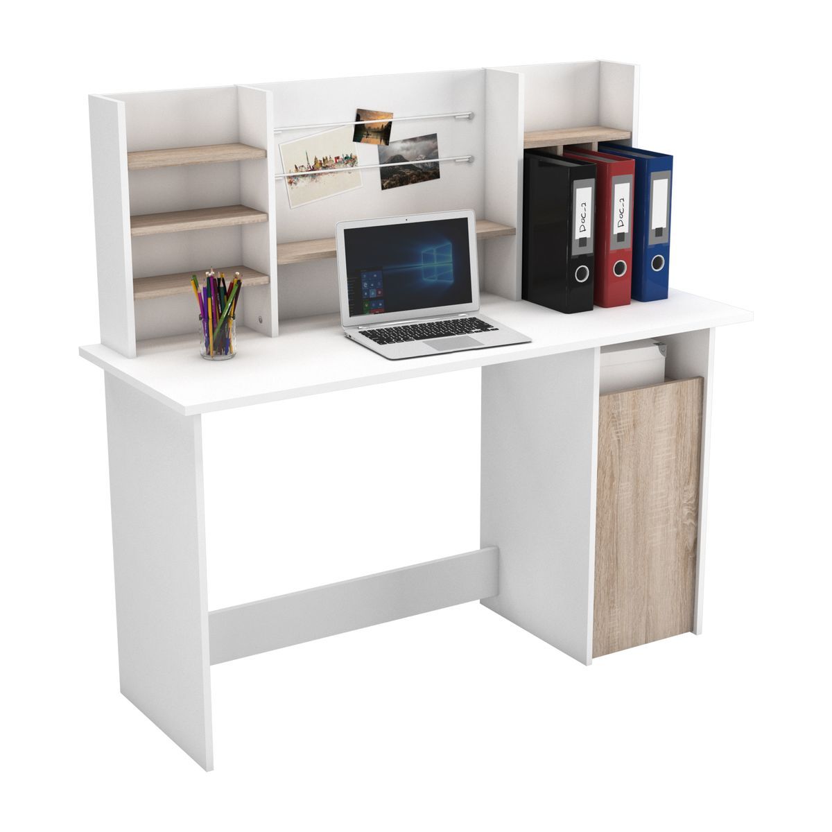 Bureau droit 1 caisson + surmeuble L134,8 cm FLEUR