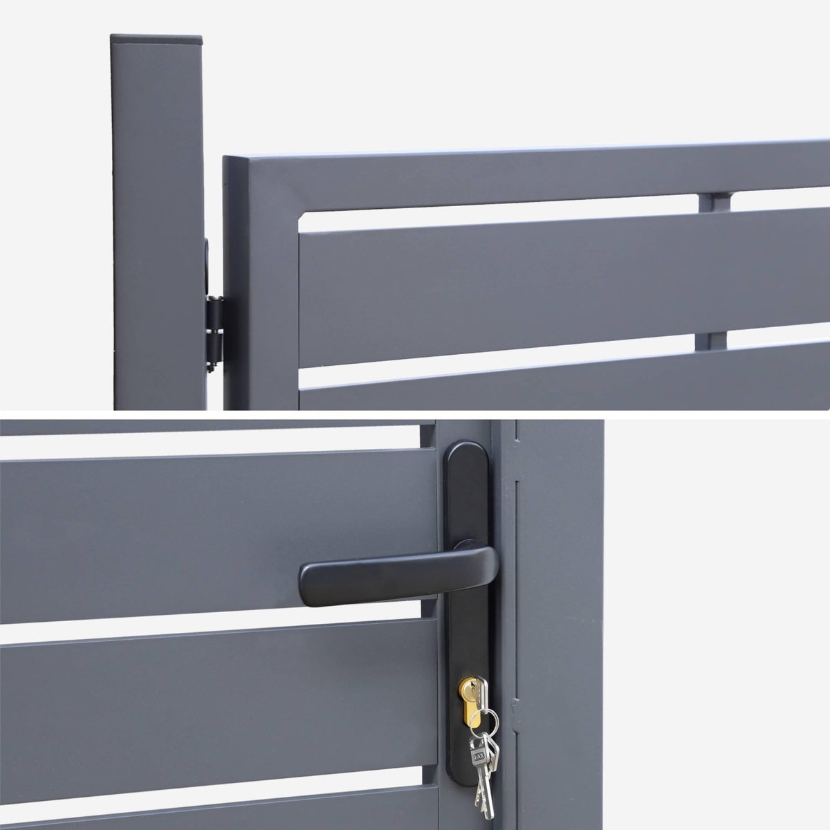 SWEEEK Portillon de jardin 100 x 146 cm en aluminium anthracite avec serrure et poignée. anthracite. traitement anti rouille.