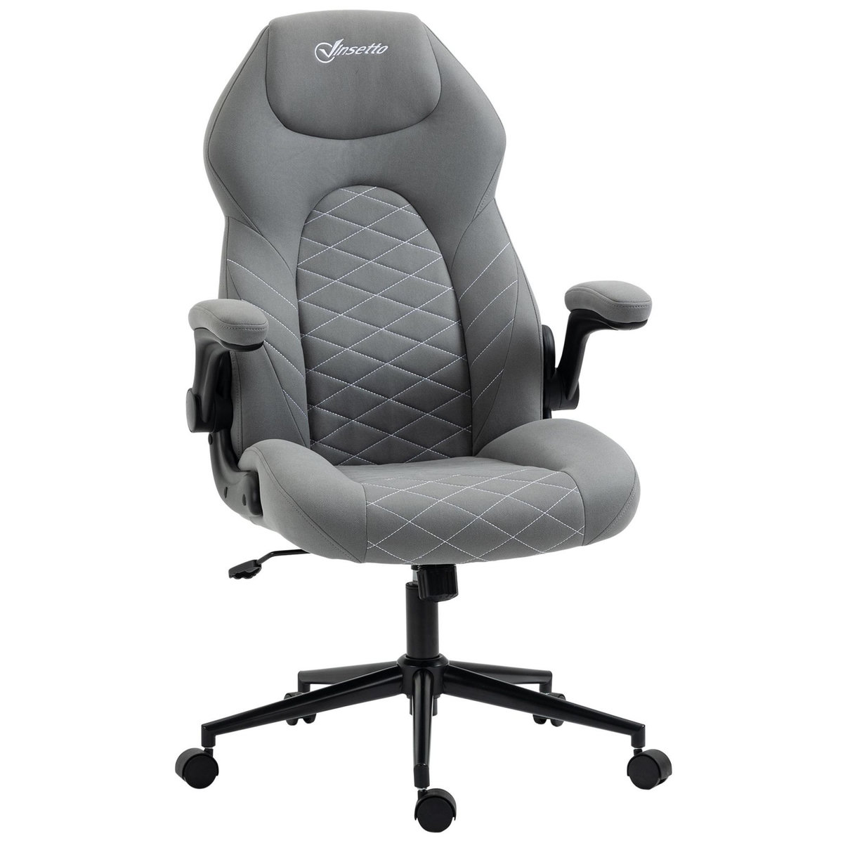 VINSETTO Fauteuil de bureau chaise de bureau ergonomique hauteur réglable pivotant 360° accoudoirs relevables tissu gris clair