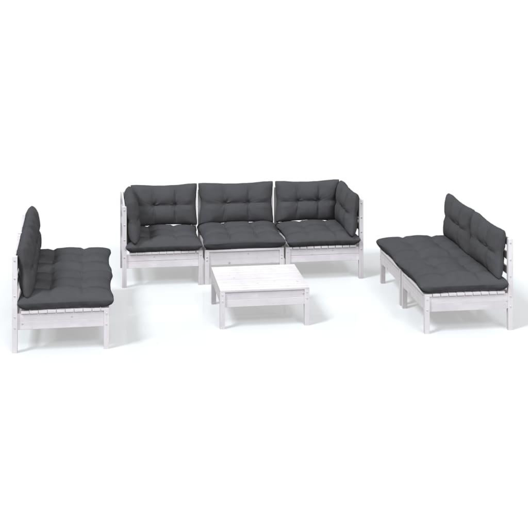 Voir la diapositive 2 : VIDAXL Salon de jardin 8 pcs avec coussins Bois de pin massif