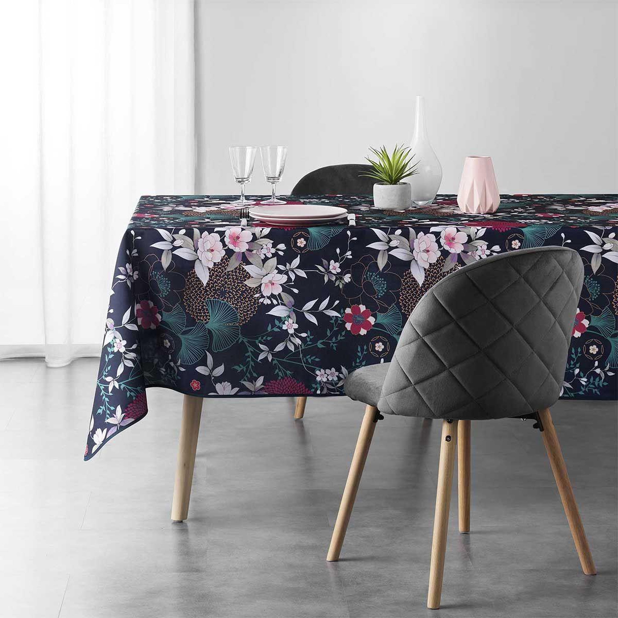 Voir la diapositive 2 : Douceur d'Intérieur Nappe imprimée  yokohama  150x240cm bleu