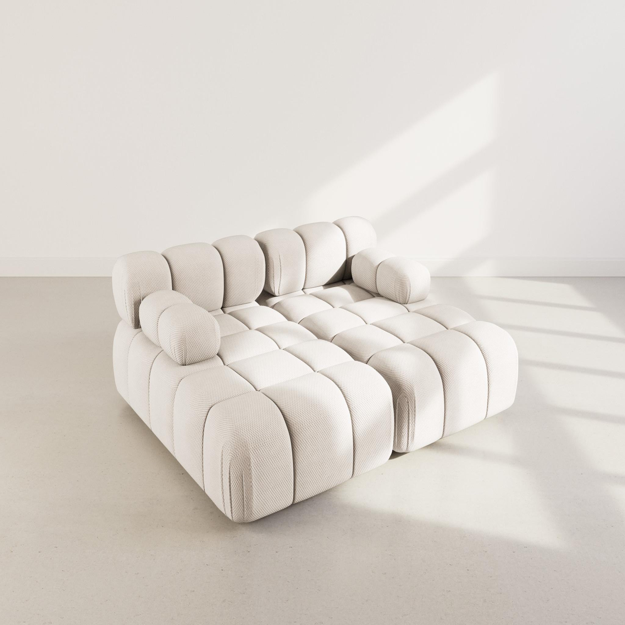 Voir la diapositive 3 : LISA DESIGN Ruby - canapé droit 4 places avec double méridienne - assise profonde - en velours texturé