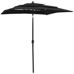 VIDAXL Parasol de jardin a 3 niveaux avec mat en aluminium noir 2x2 m