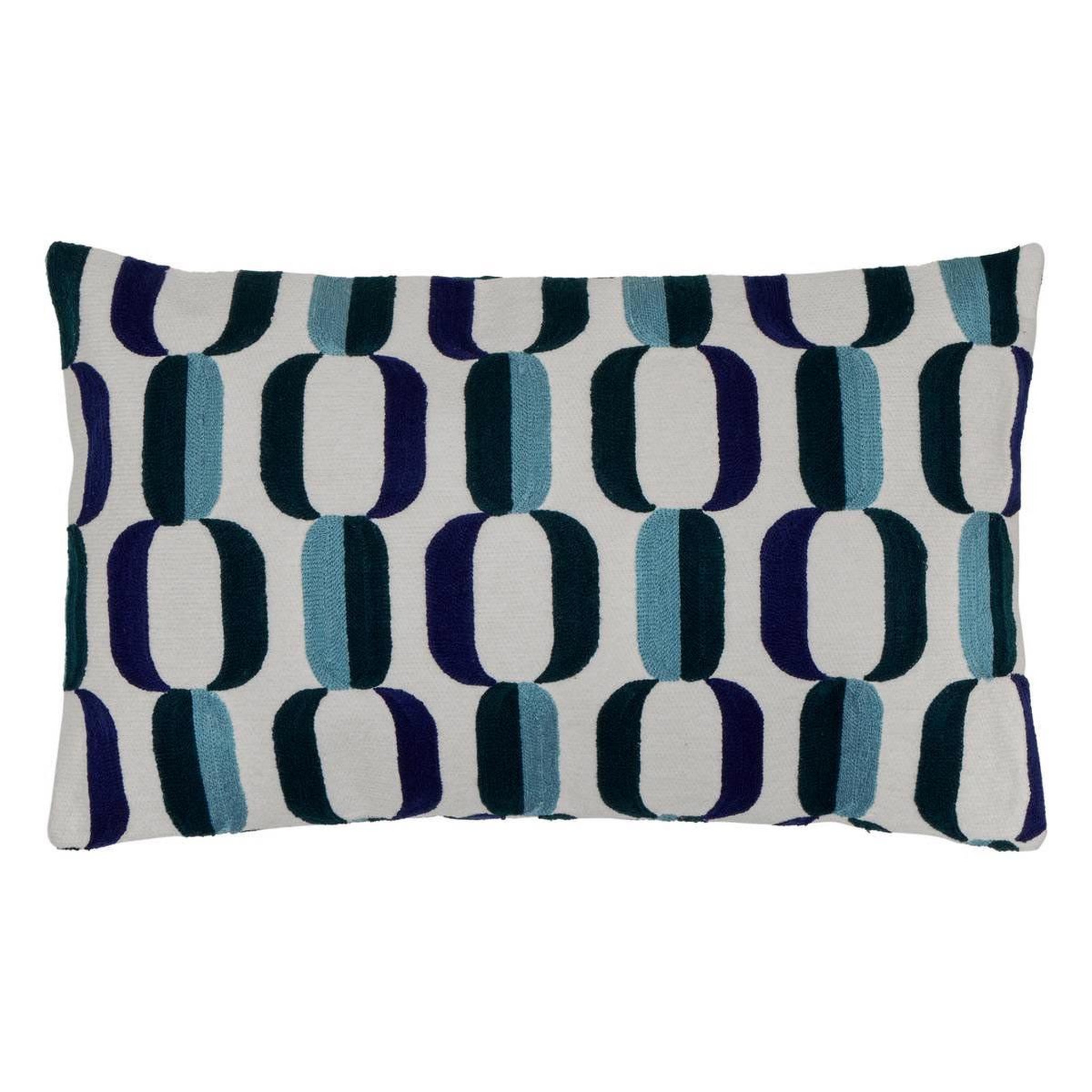 ATMOSPHERA Coussin déco brodé  hary  30x50cm bleu
