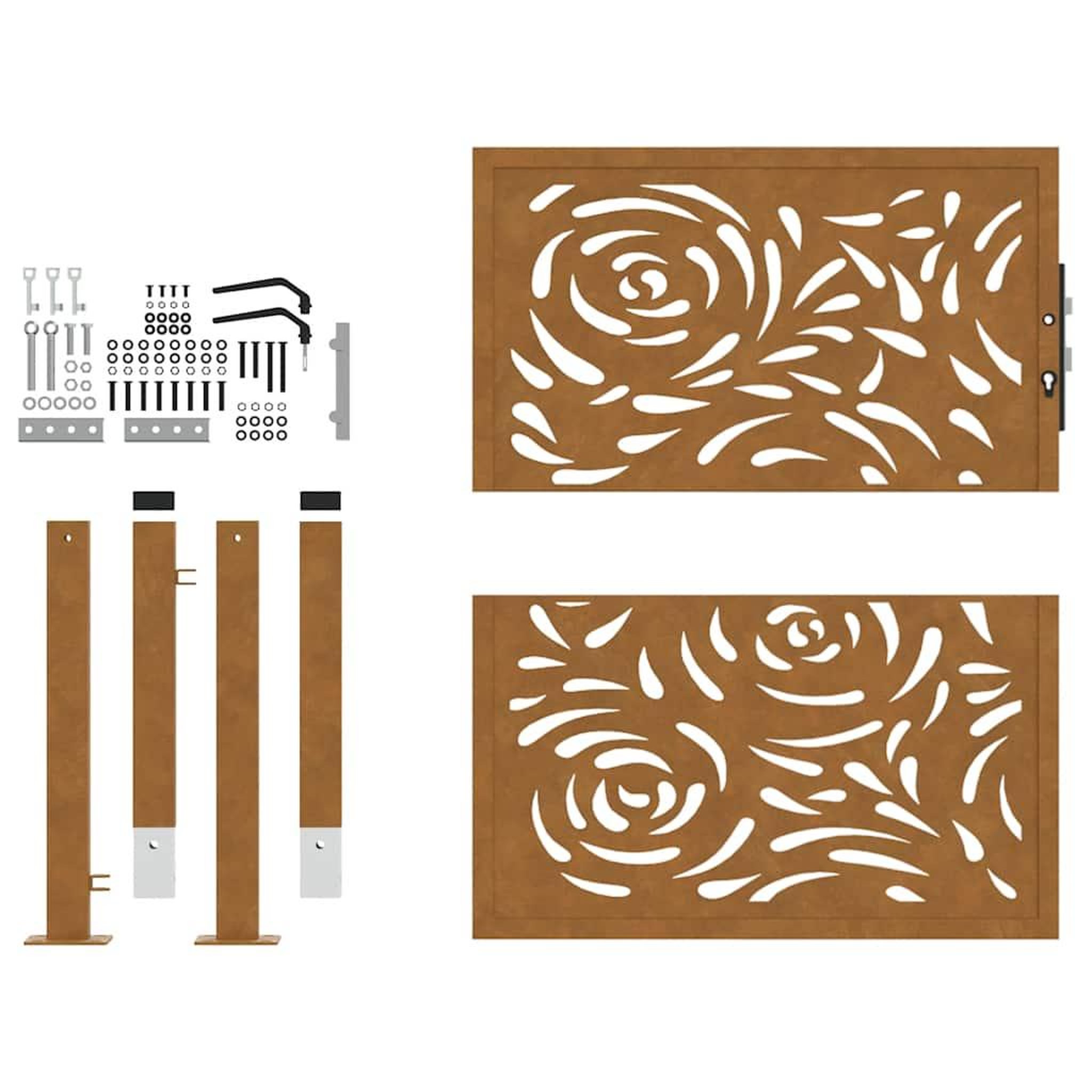 Voir la diapositive 5 : VIDAXL Porte jardin acier resistant aux intemperies conception flamme
