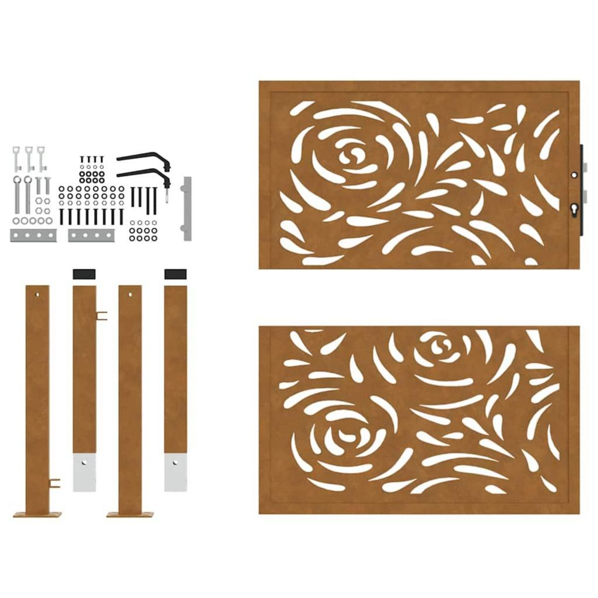 VIDAXL Porte jardin acier resistant aux intemperies conception flamme