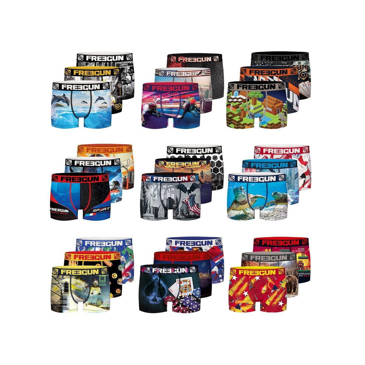 FREEGUN Pack Surprise de 3 Boxers microfibre homme