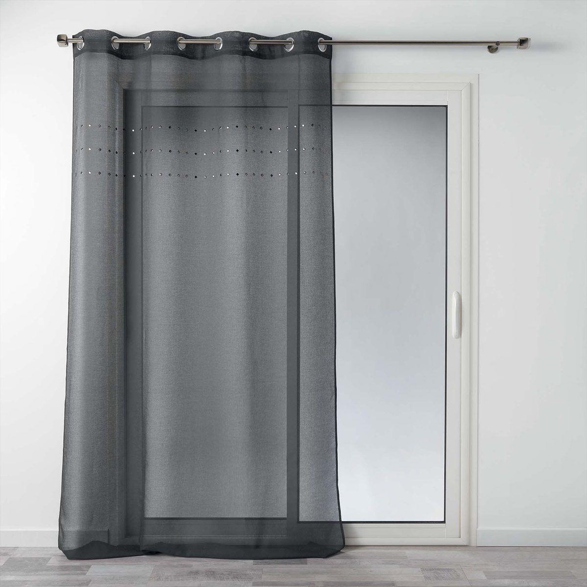 Douceur d'Intérieur Rideau voilage à œillets  linea  140x240cm anthracite