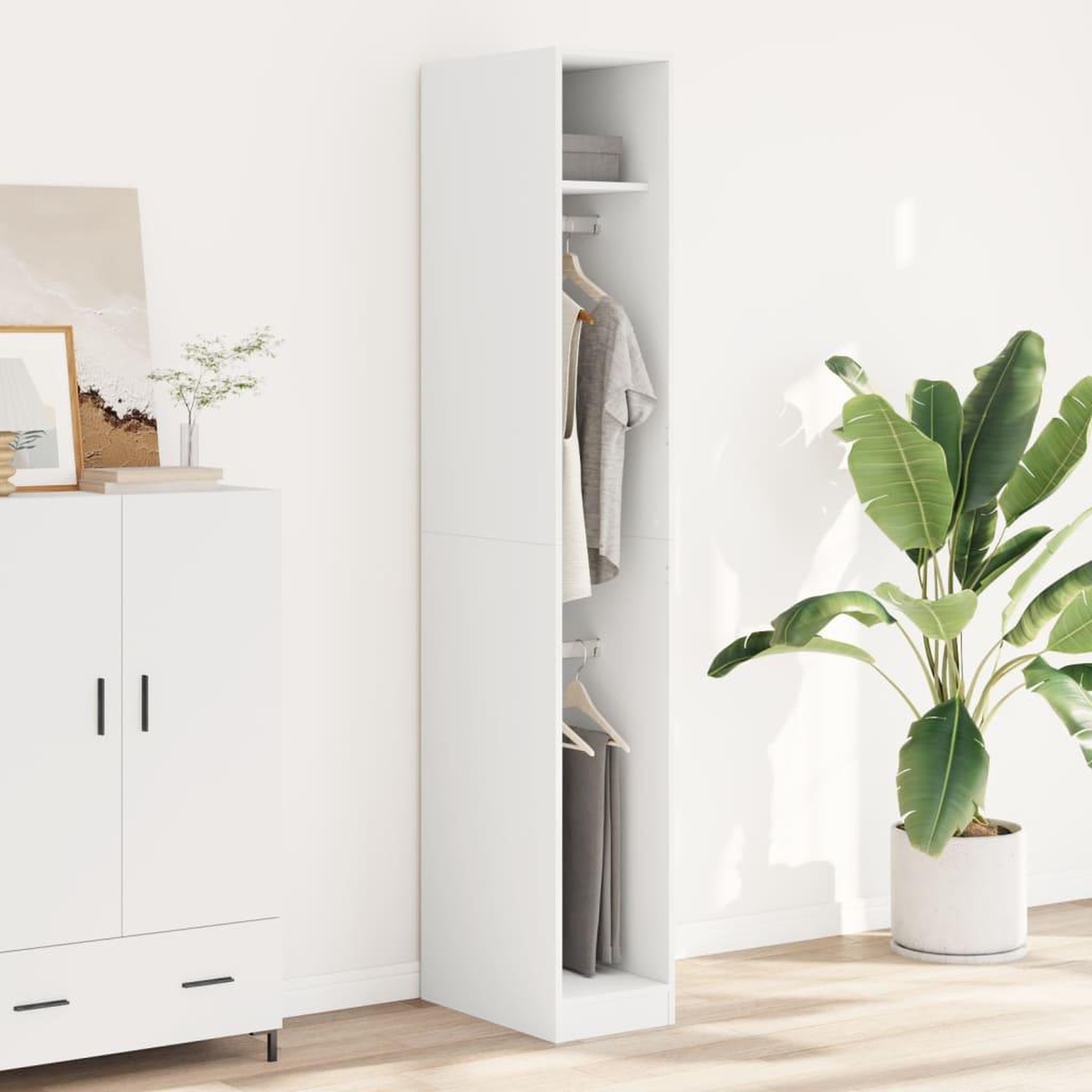 Voir la diapositive 3 : VIDAXL Garde-robe Blanc 30x50x200 cm Bois d'ingenierie