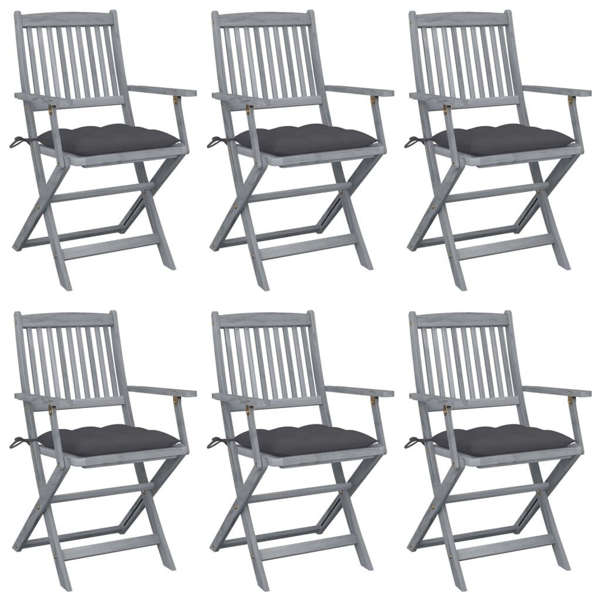 Voir la diapositive 1 : VIDAXL Chaises pliables d'exterieur lot de 6 et coussins Bois d'acacia