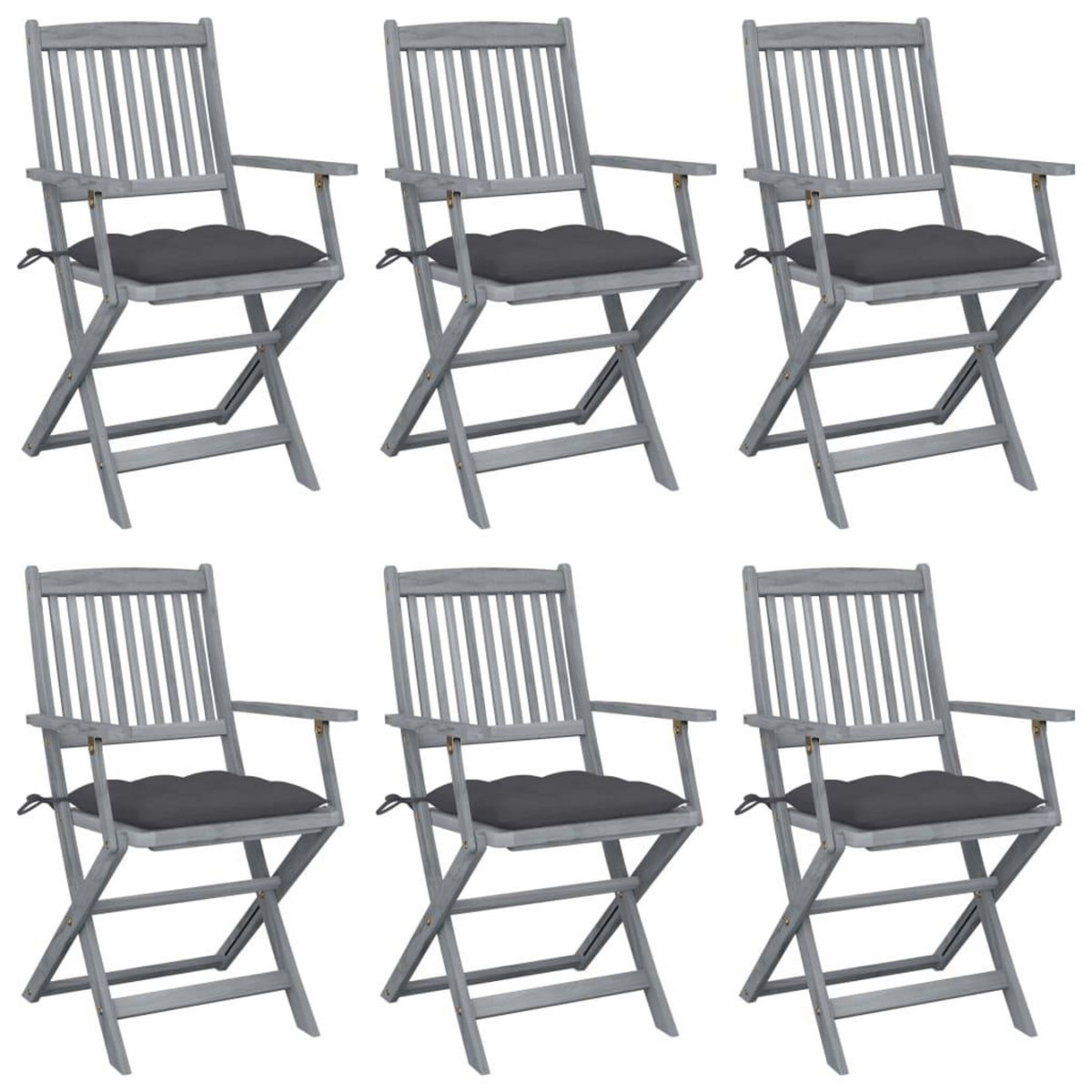 VIDAXL Chaises pliables d'exterieur lot de 6 et coussins Bois d'acacia