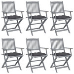 VIDAXL Chaises pliables d'exterieur lot de 6 et coussins Bois d'acacia