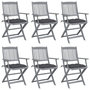 Voir la diapositive 1 : VIDAXL Chaises pliables d'exterieur lot de 6 et coussins Bois d'acacia