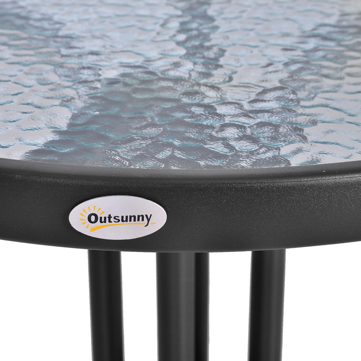 OUTSUNNY Table ronde bistro de jardin dim. Ø 60 x 70H cm métal époxy anticorrosion noir plateau verre trempé