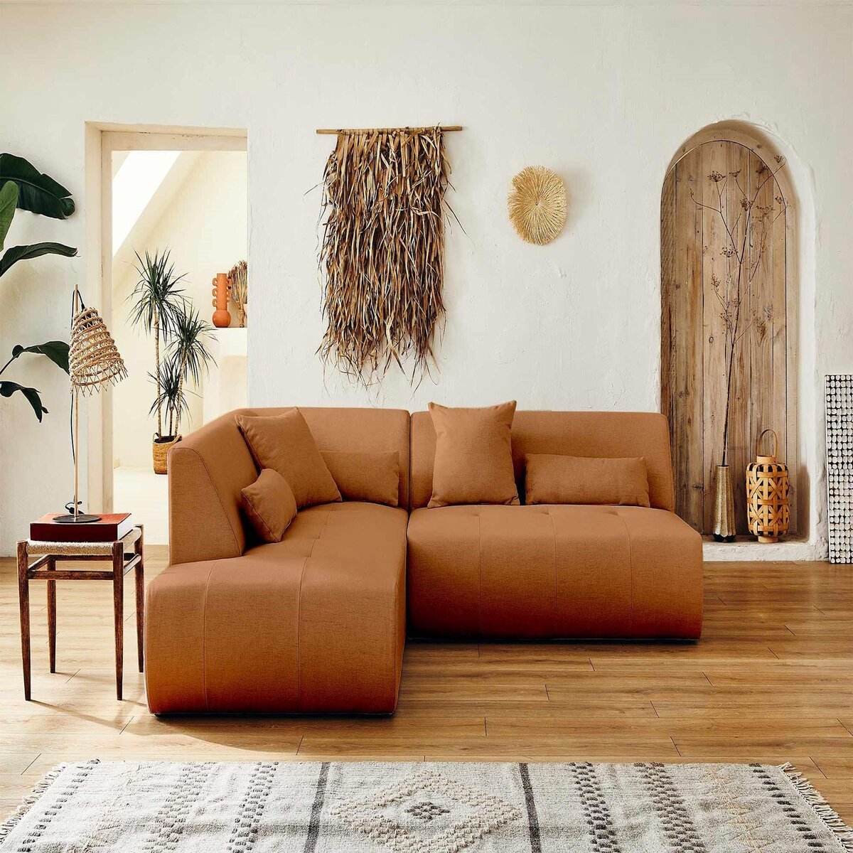 LISA DESIGN Onyx - canapé modulable d'angle gauche 5 places - en tissu