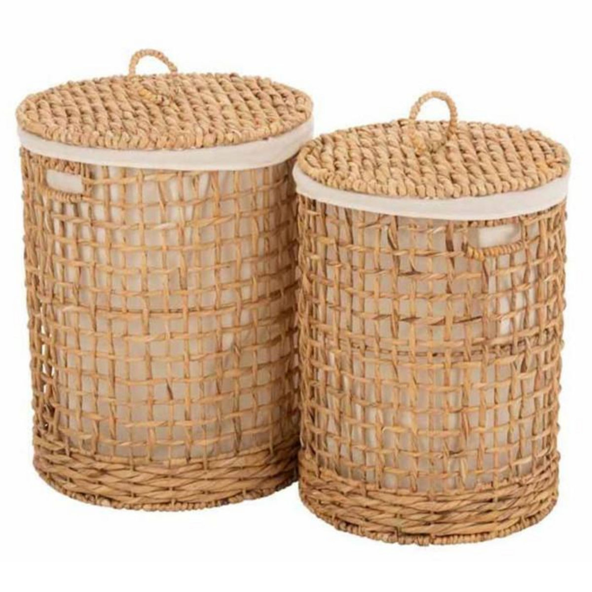 Paris Prix Lot de 2 Paniers avec Couvercle  Linge  55cm Naturel