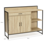 Voir la diapositive 5 : ID MARKET Buffet bas de cuisine 120 CM DETROIT plan de travail H.83 CM 2 portes + tiroir design industriel