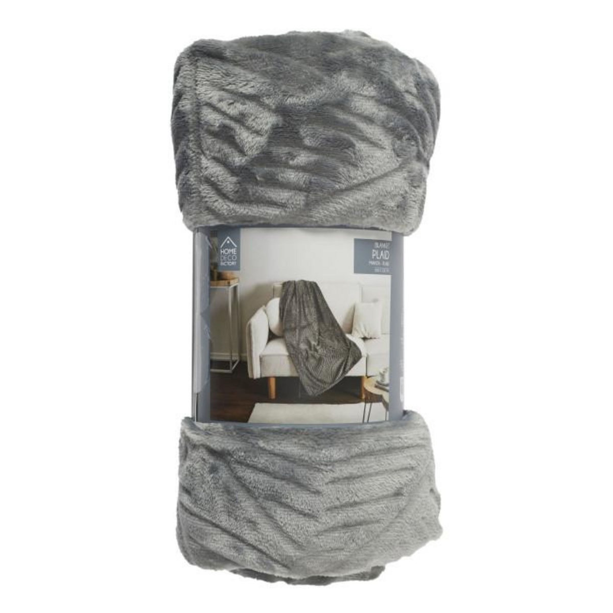 Paris Prix Plaid Flanelle Embosse  Roméo  150x200cm Gris Foncé