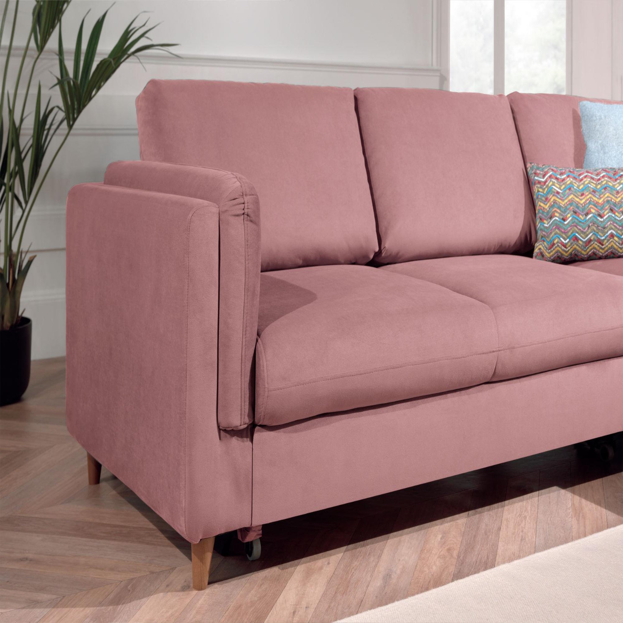 Voir la diapositive 4 : BEST MOBILIER Brooke - canapé d'angle droit - convertible - 5 places - en velours