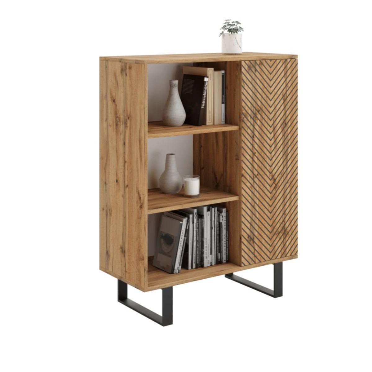 KOBI Bibliothèque Fondi en métal avec étagères scandinaves pour salon