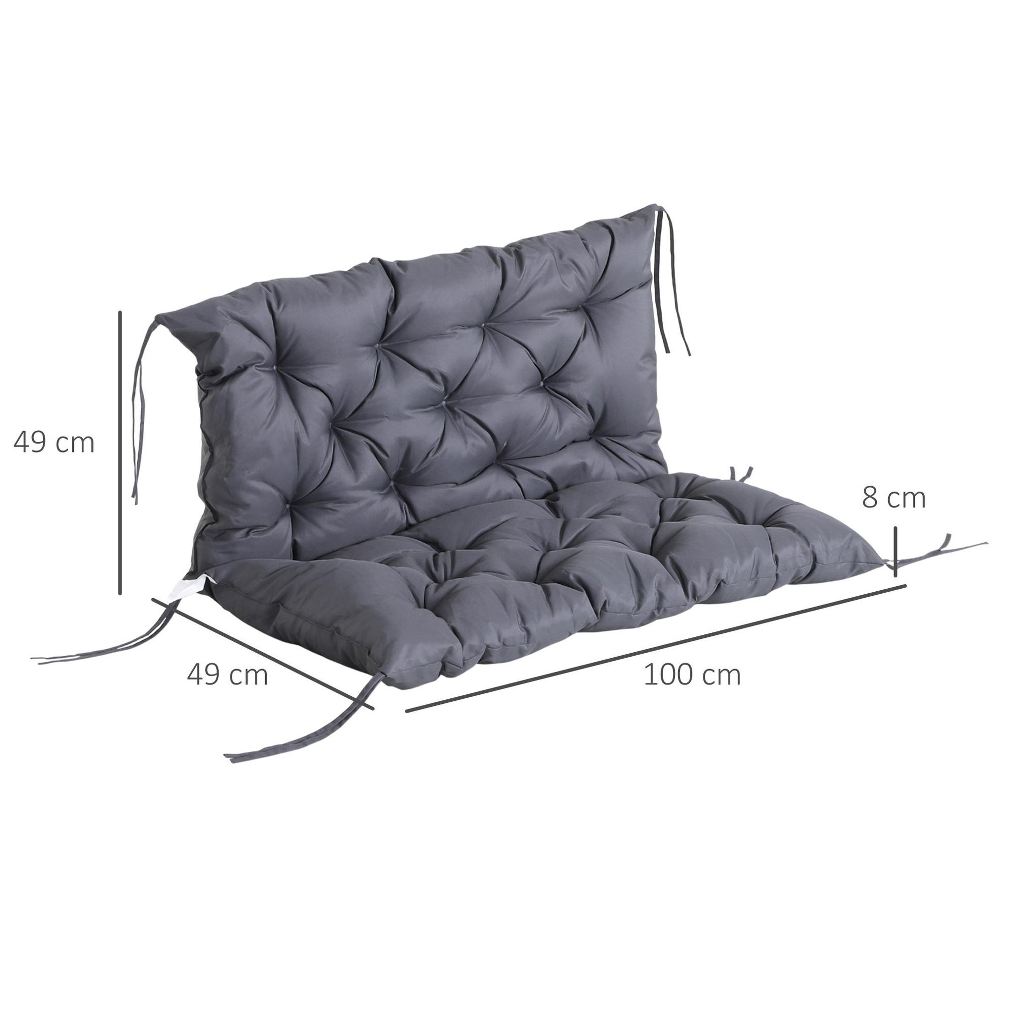 Voir la diapositive 3 : OUTSUNNY Coussin matelas assise dossier pour banc de jardin balancelle canapé grand confort 100 x 98 x 8 cm gris
