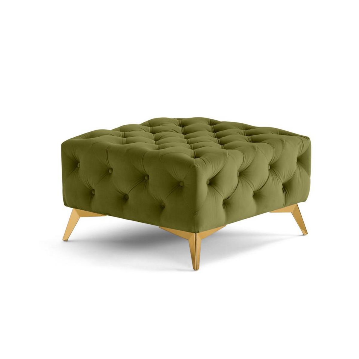 LISA DESIGN Camden - pouf chesterfield en velours - pieds en métal doré