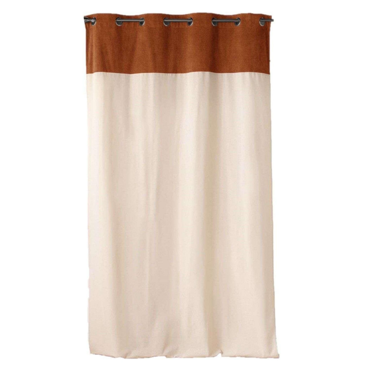 Douceur d'Intérieur Rideau à œillets HOWEY - Polycoton et top bouclette unie - 140 x 240 cm - Ecru et camel