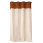 Douceur d'Intérieur Rideau à œillets HOWEY - Polycoton et top bouclette unie - 140 x 240 cm - Ecru et camel