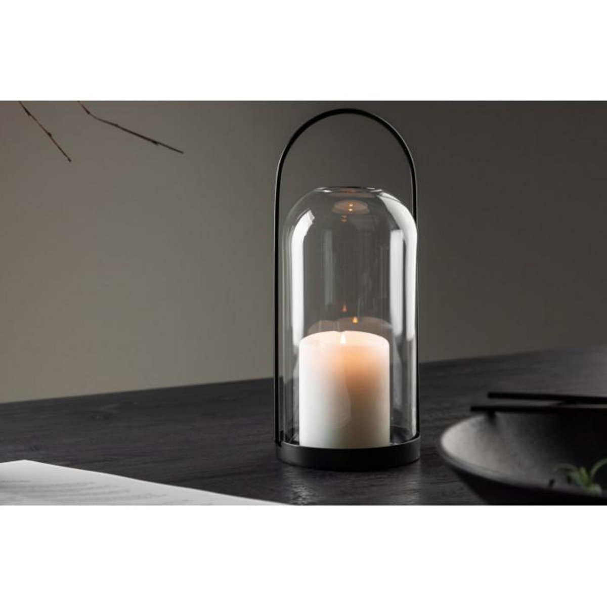 Paris Prix Lanterne Design en Verre  Flora  25cm Noir