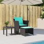 Voir la diapositive 3 : VIDAXL Chaise de jardin avec tabouret noir resine tressee