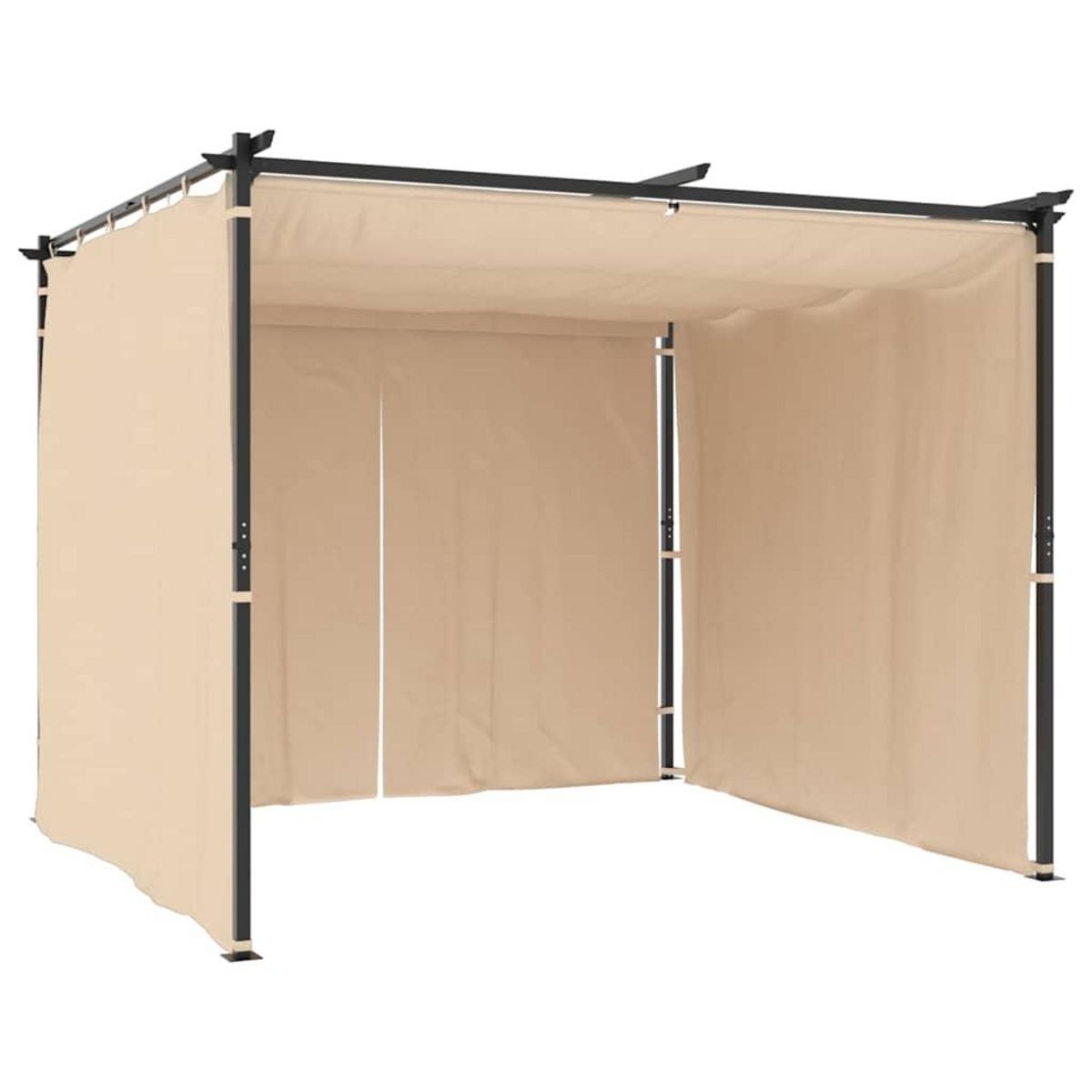 VIDAXL Tonnelle avec rideaux 3x3 m Creme Acier