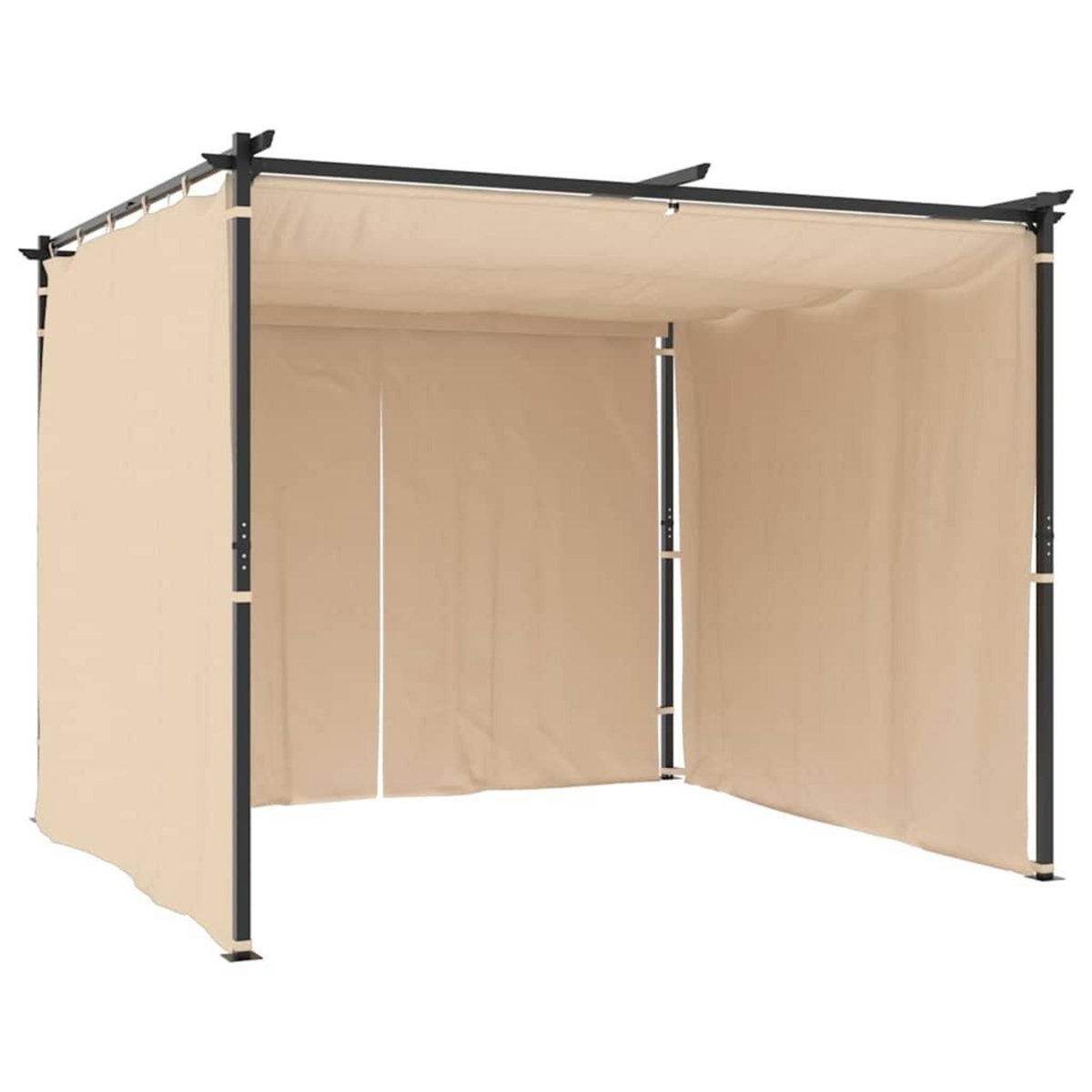 VIDAXL Tonnelle avec rideaux 3x3 m Creme Acier