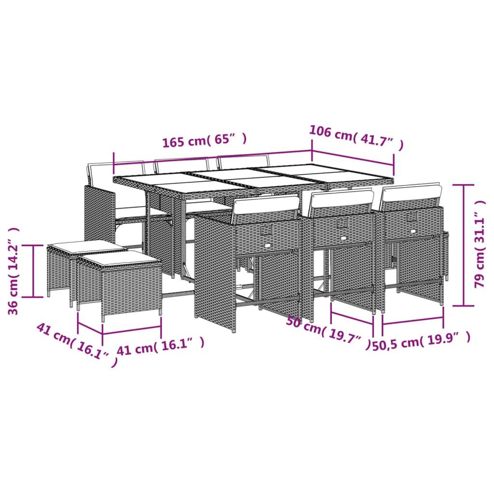 Voir la diapositive 6 : VIDAXL Ensemble a manger de jardin 11 pcs coussins noir resine tressee
