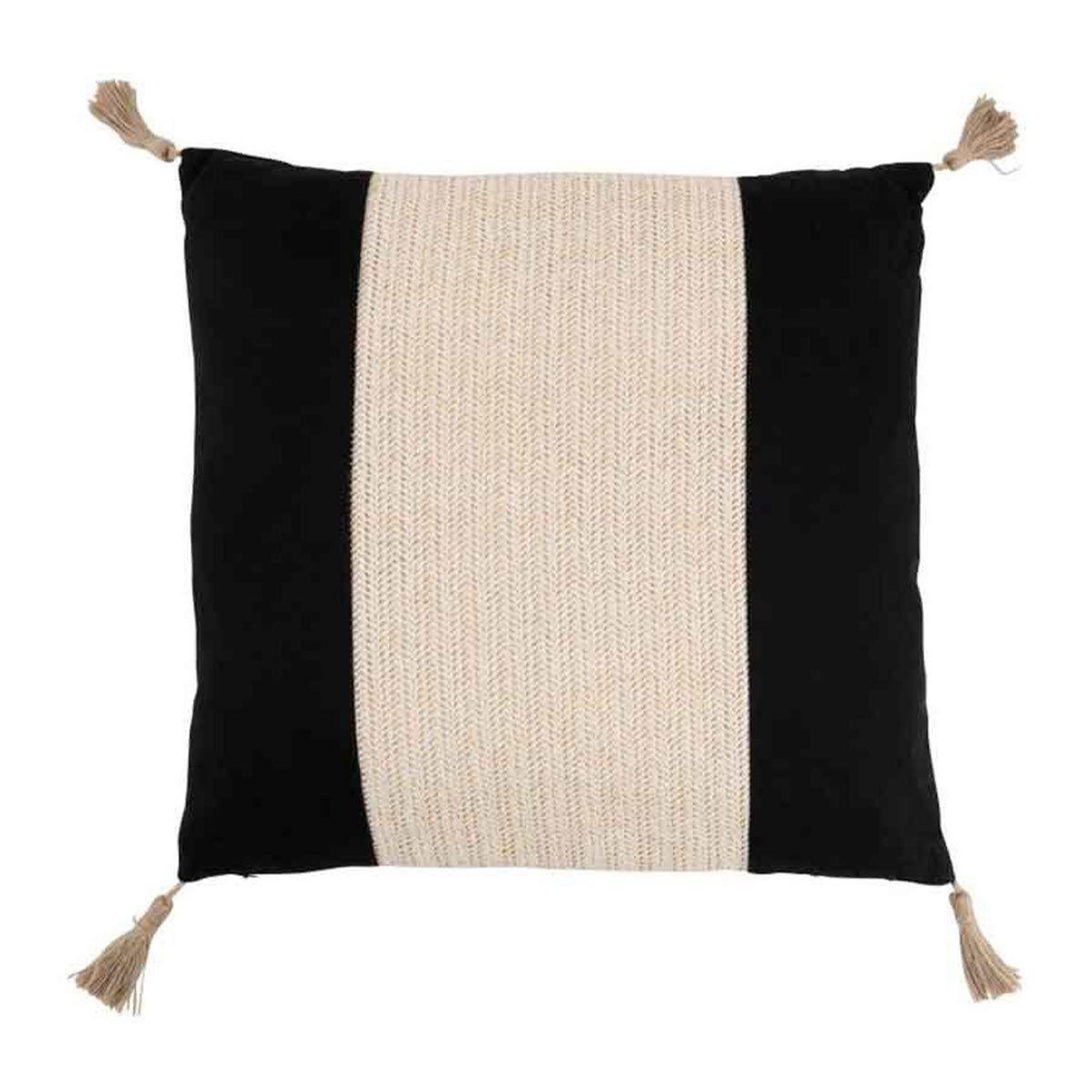 Voir la diapositive 1 : J-LINE Coussin Déco  Tissage  45x45cm Noir & Beige