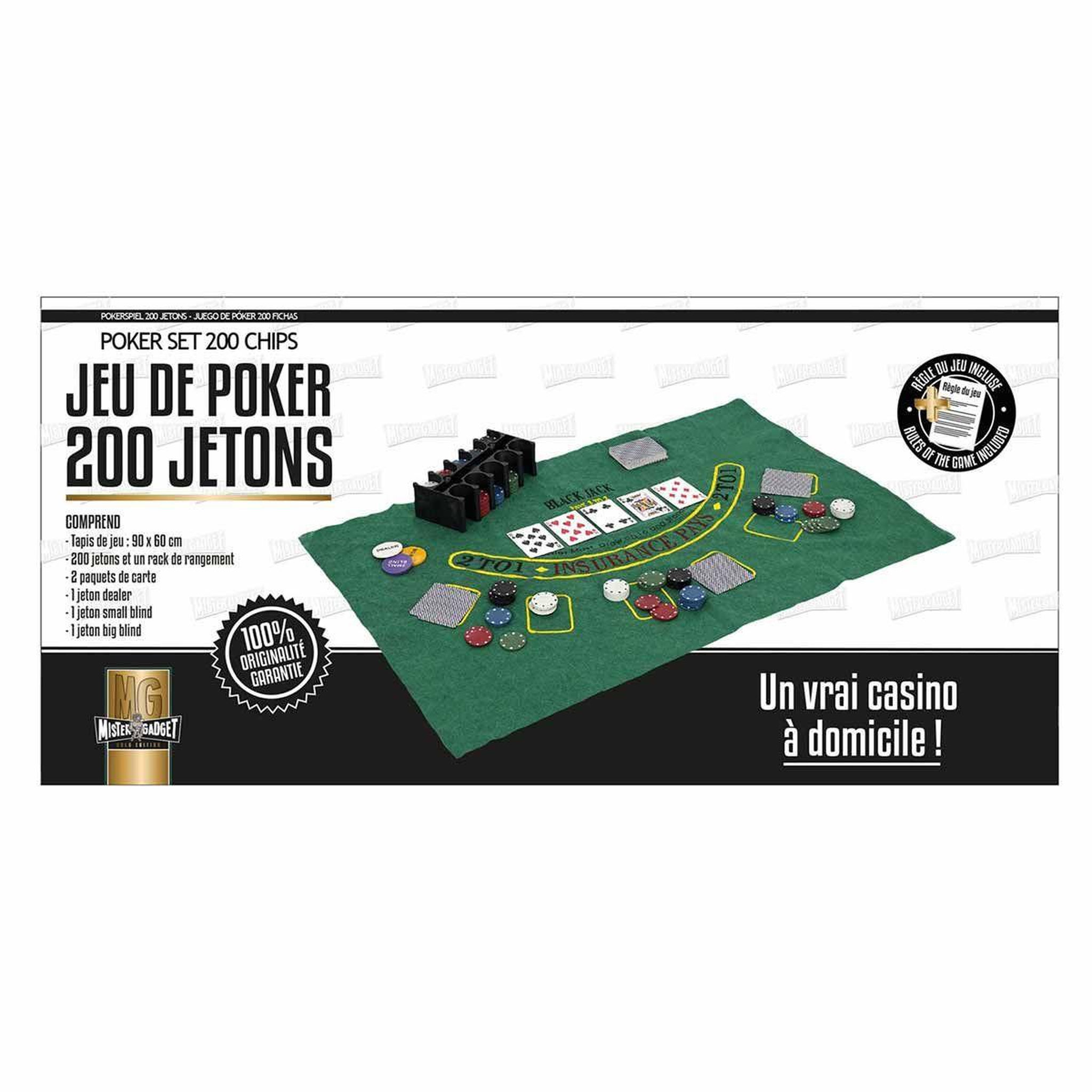 Voir la diapositive 3 : MISTER GADGET Jeu de Poker  200 Jetons  90cm Vert