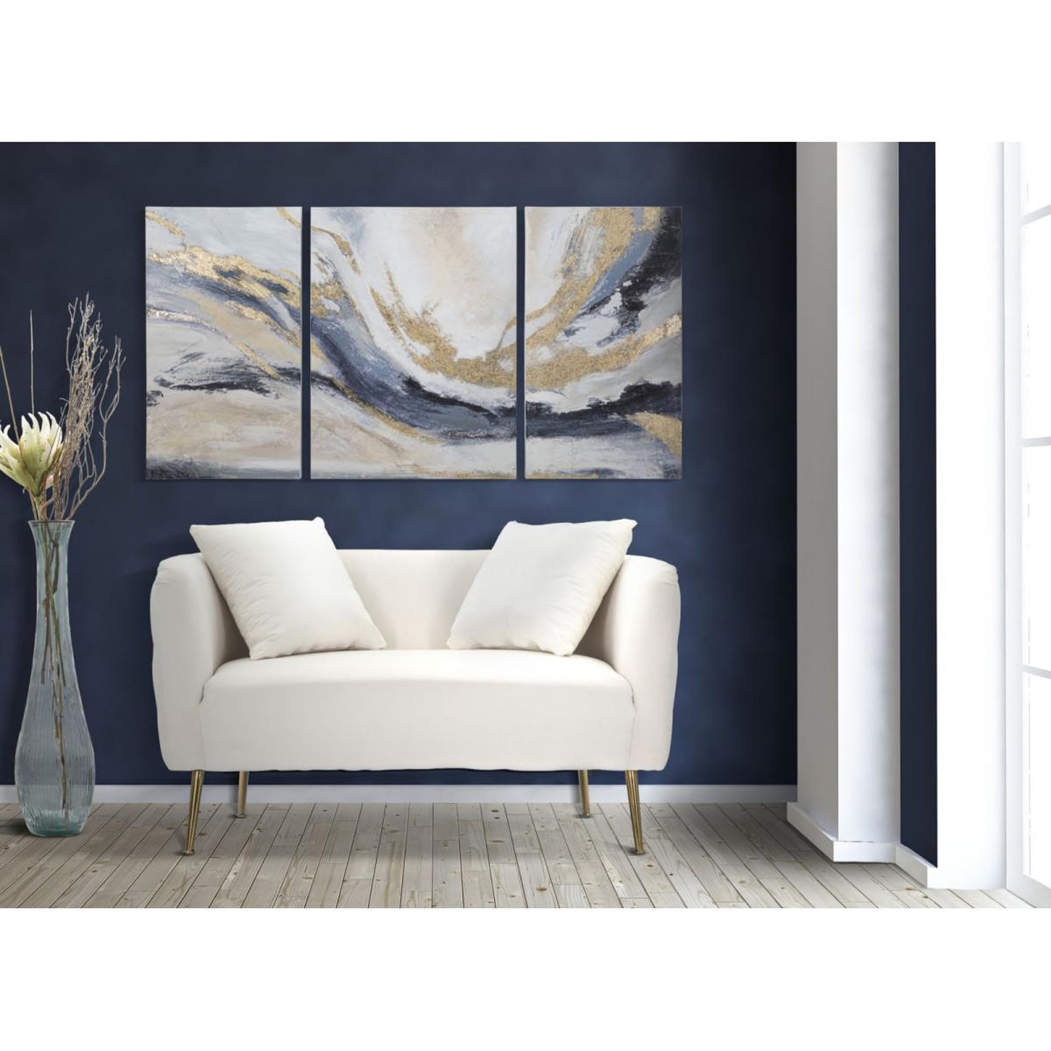 Voir la diapositive 5 : Paris Prix Lot de 3 toiles peinture déco  gaspons  80x150cm multicolore