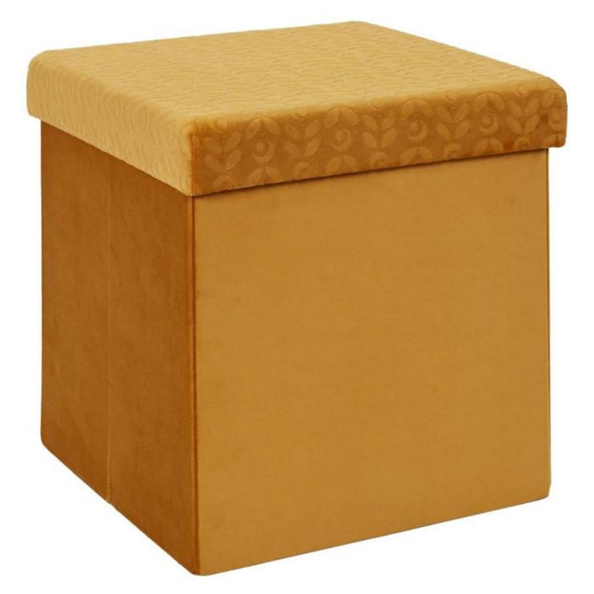 Paris Prix Pouf Pliable & Coffre  Rétro  38cm Jaune Moutarde