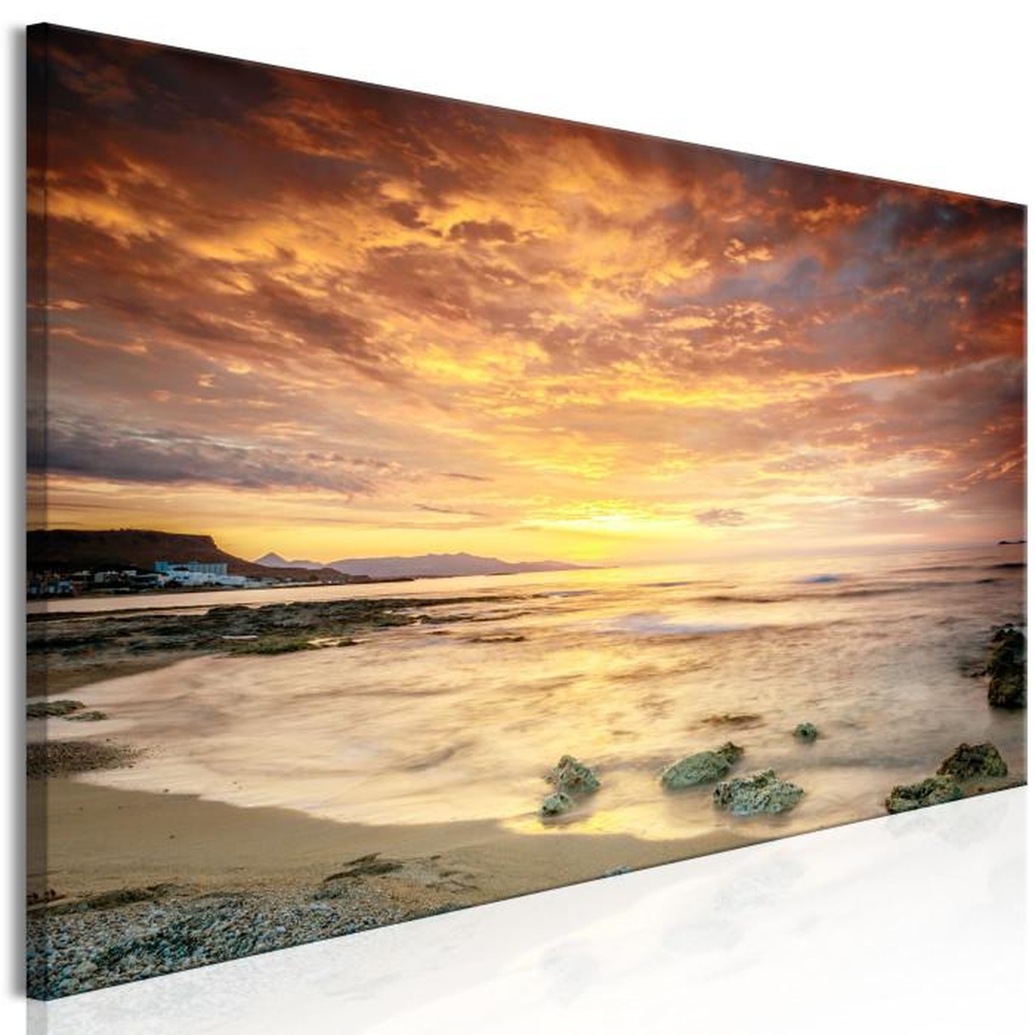 Paris Prix Tableau Imprimé  Beach in Crete Narrow Orange. Coloris disponibles : Multicolore