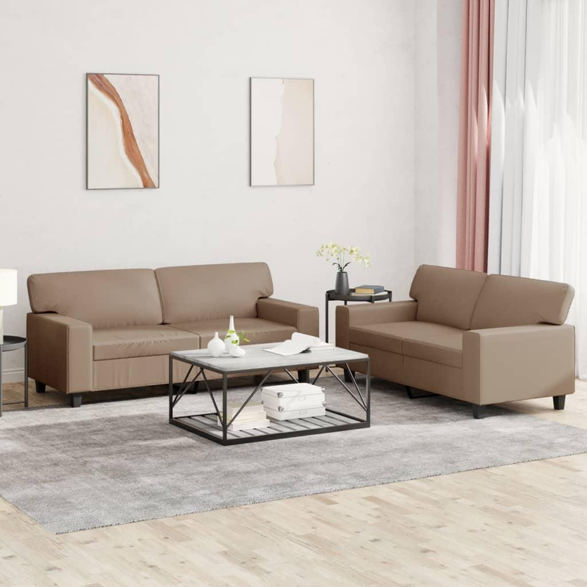 VIDAXL Ensemble de canapes 2 pcs cappuccino similicuir