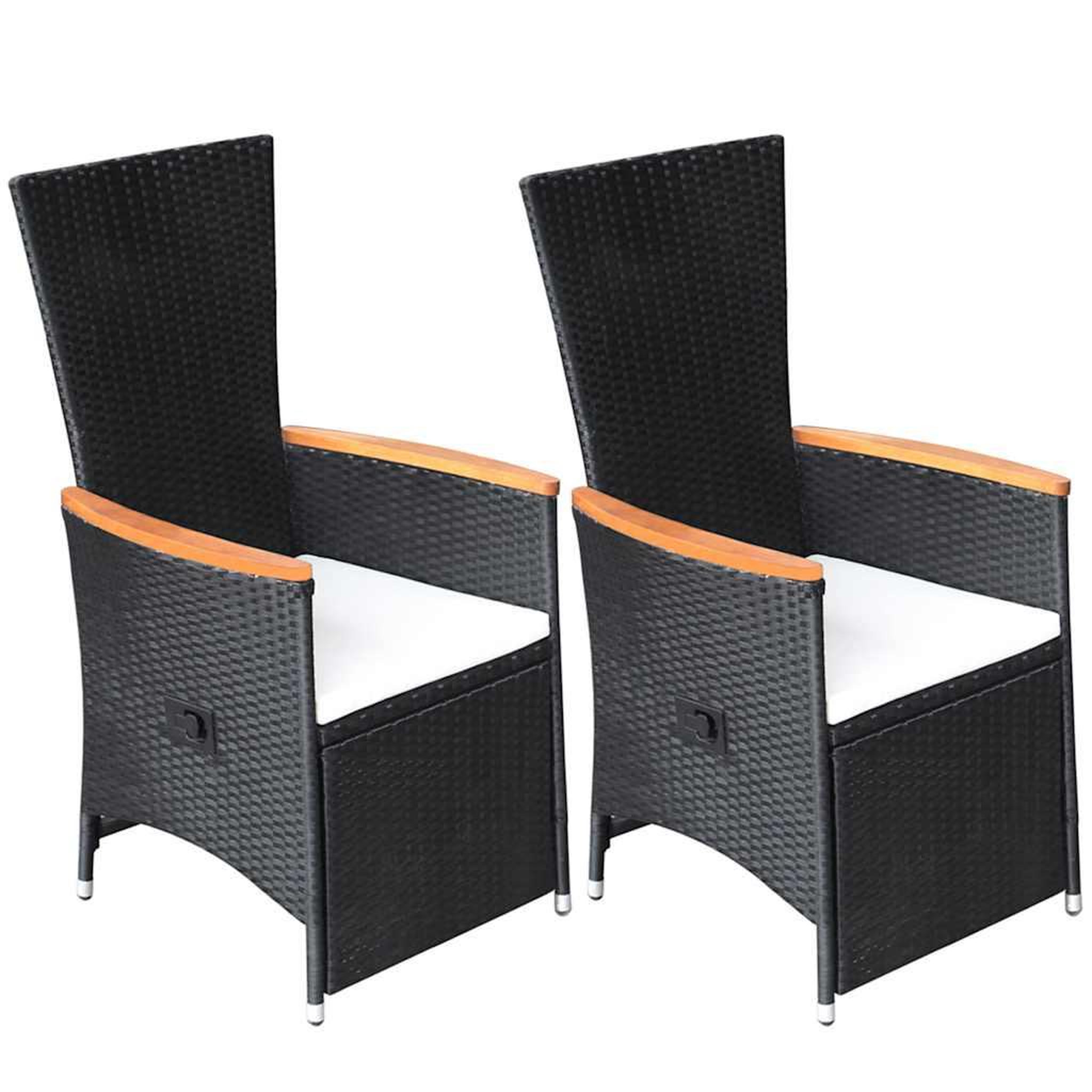 VIDAXL Chaise inclinable de jardin 2pc et coussins Resine tressee Noir