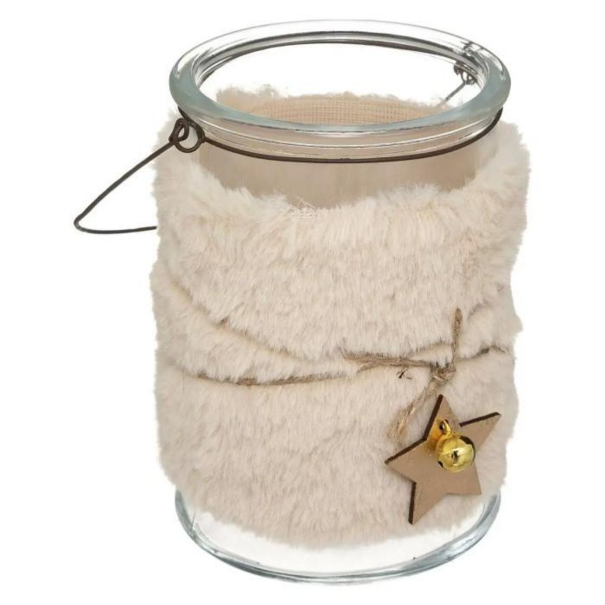 ATMOSPHERA Photophore Imitation Fourrure  Laponie  14cm Beige