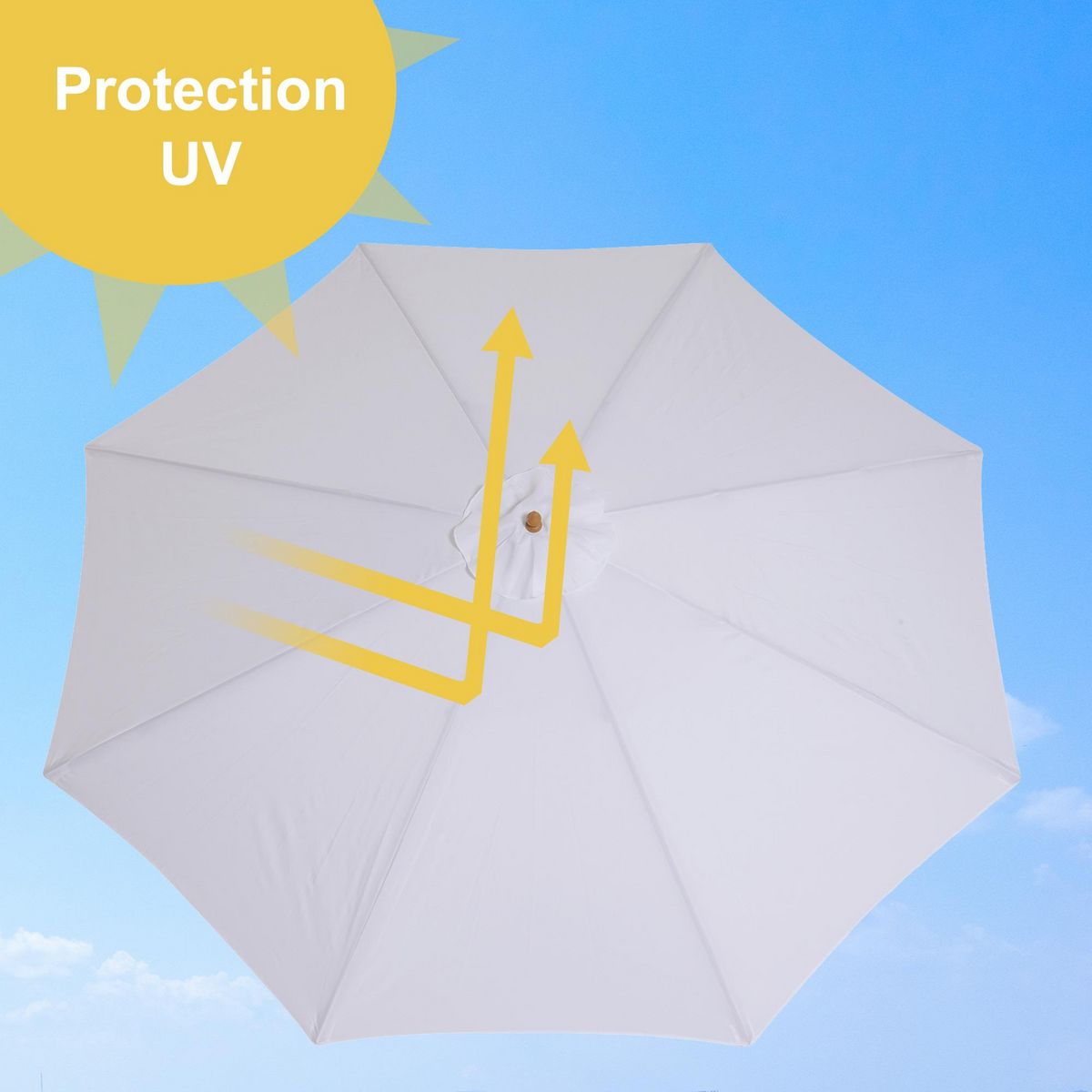 HOMCOM Parasol droit en bois polyester haute densité protection solaire Ø 3 x 2,5 m crème