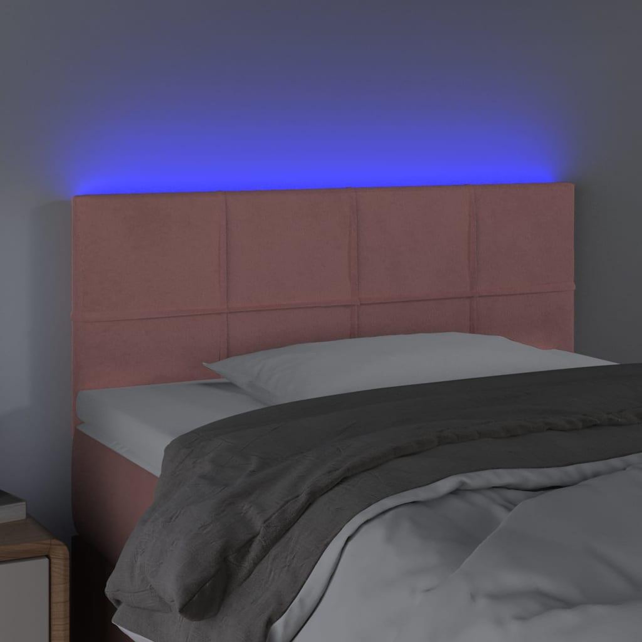 Voir la diapositive 3 : VIDAXL Tete de lit a LED Rose 80x5x78/88 cm Velours