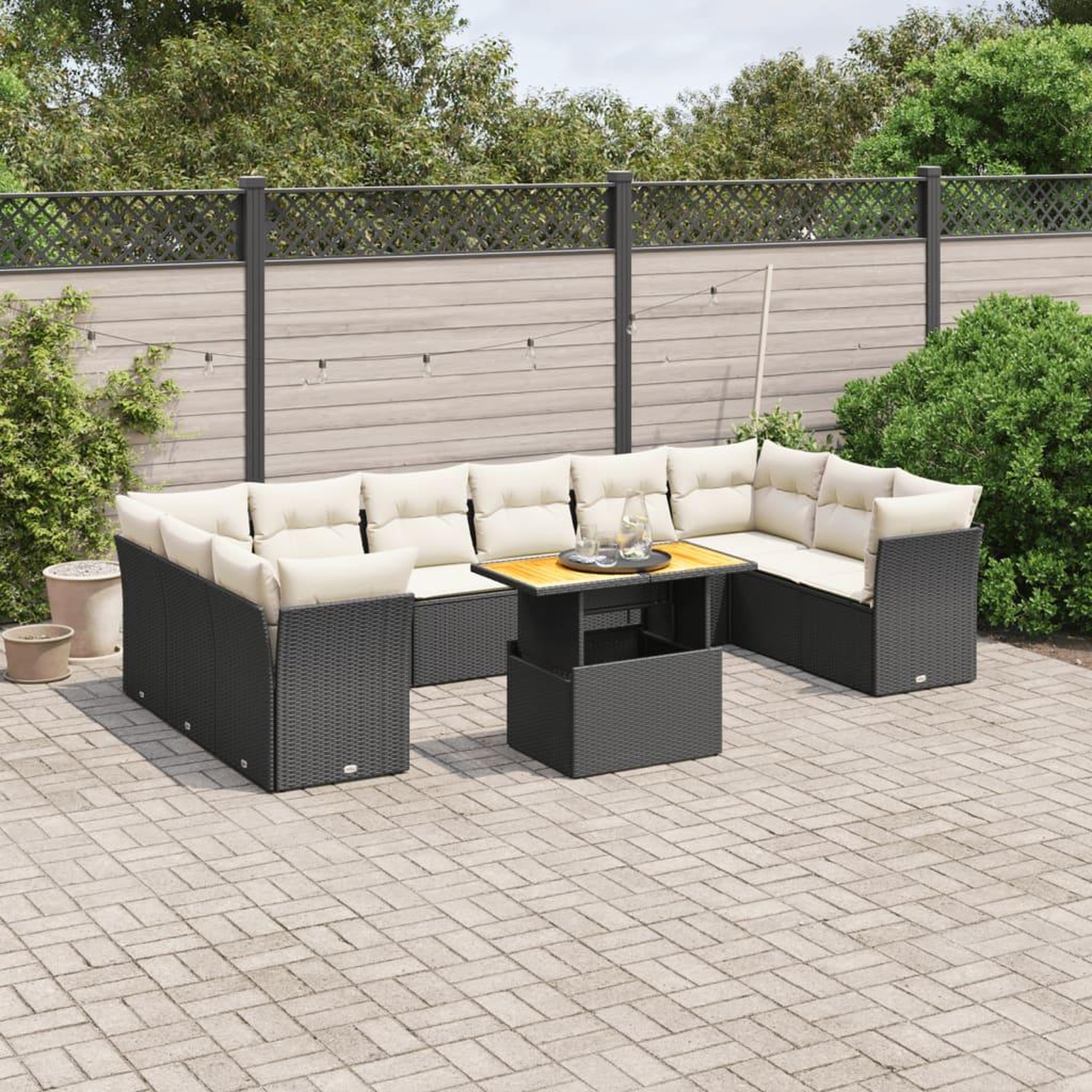 Voir la diapositive 1 : VIDAXL Salon de jardin 11 pcs avec coussins noir resine tressee