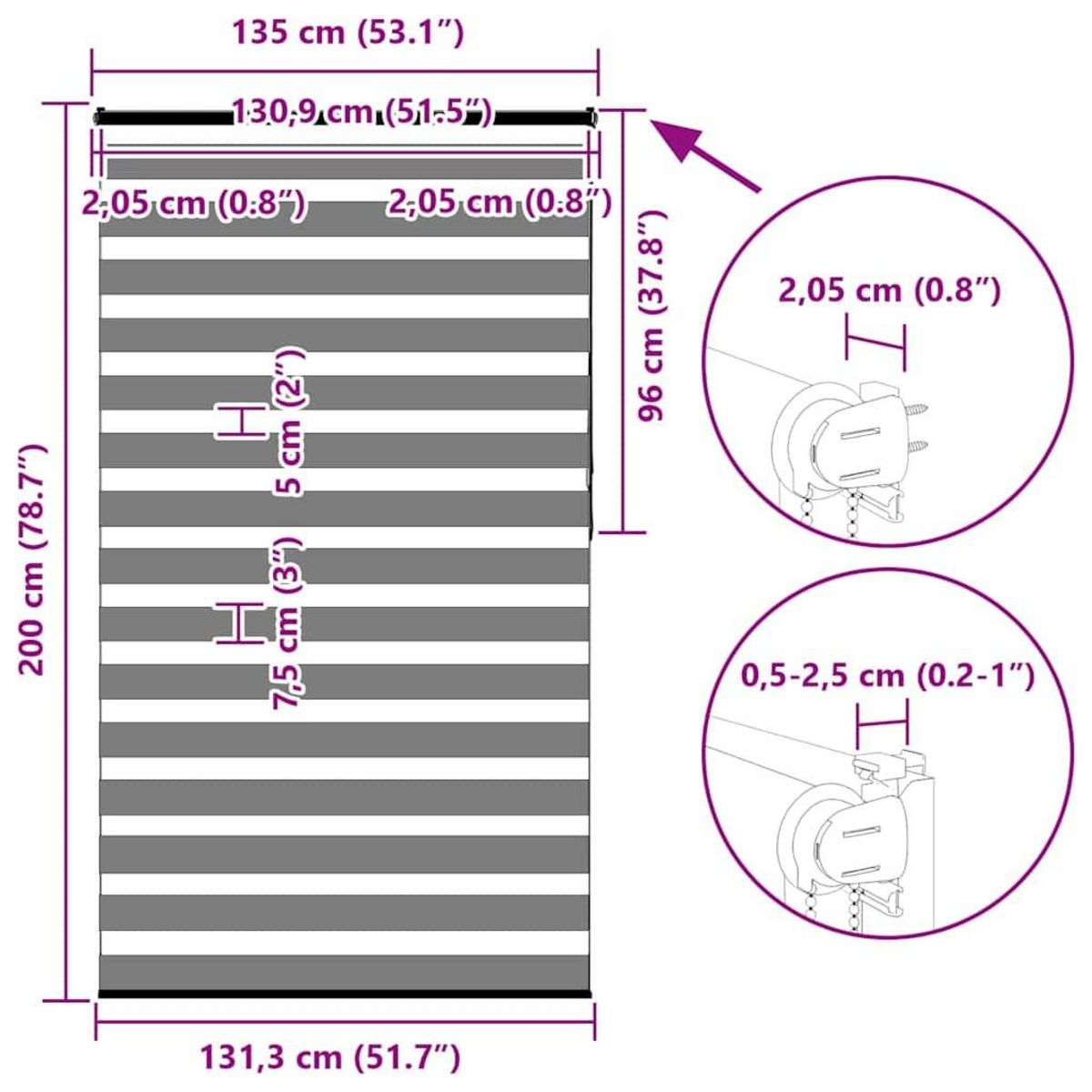 VIDAXL Store zebre beige marbre largeur du tissu 130,9 cm polyester