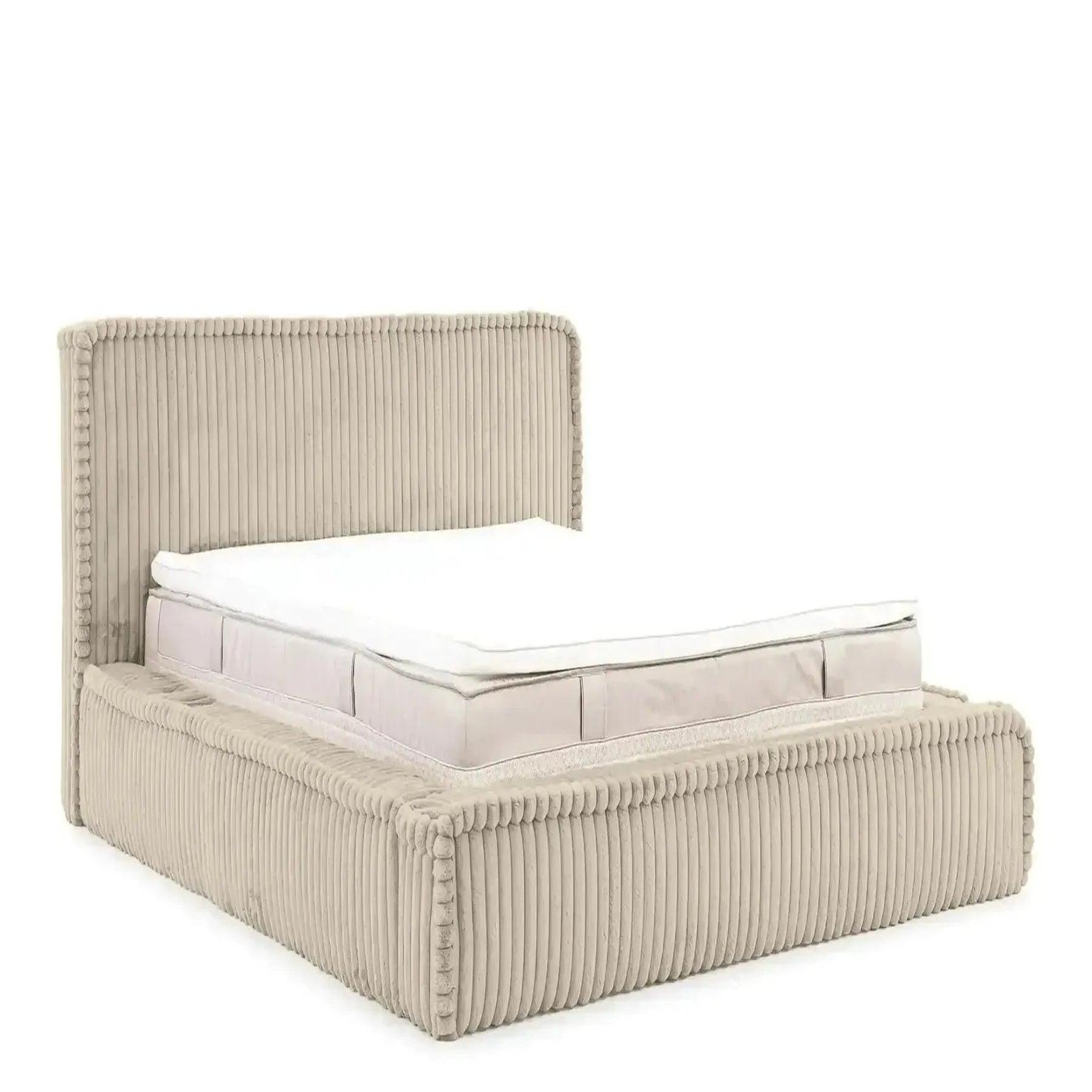 CASANOVA PARIS CAPUCINE - Lit coffre velours côtelé. Coloris disponibles : Blanc, Beige, Bleu, Gris, Rose, Vert