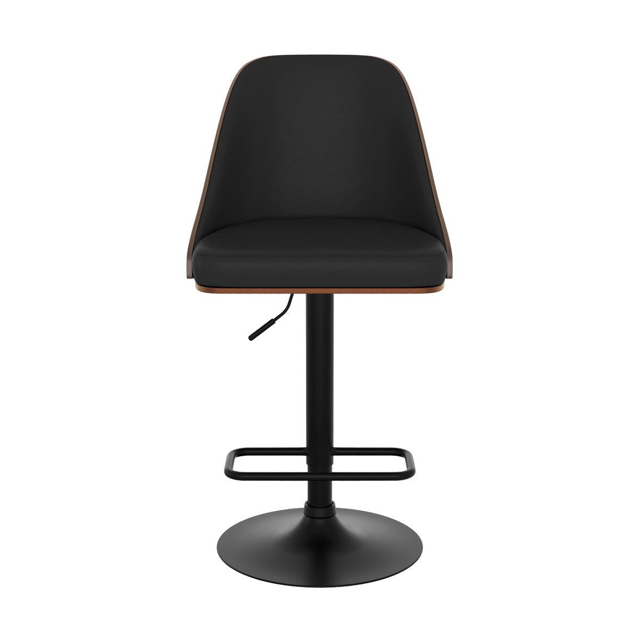 Voir la diapositive 6 : MAISON PAVANE Chaise de bar réglable et pivotante en bois foncé et pu noir 56/77 cm-georges