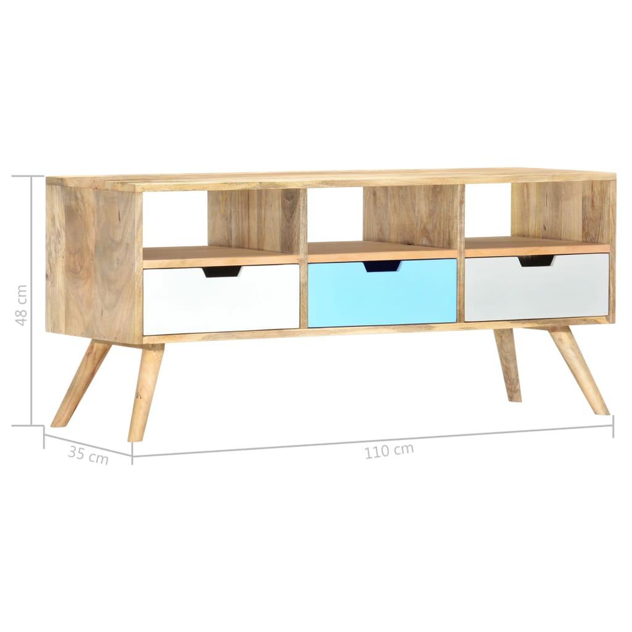 Voir la diapositive 6 : VIDAXL Meuble tv 110x35x48 cm bois de manguier massif