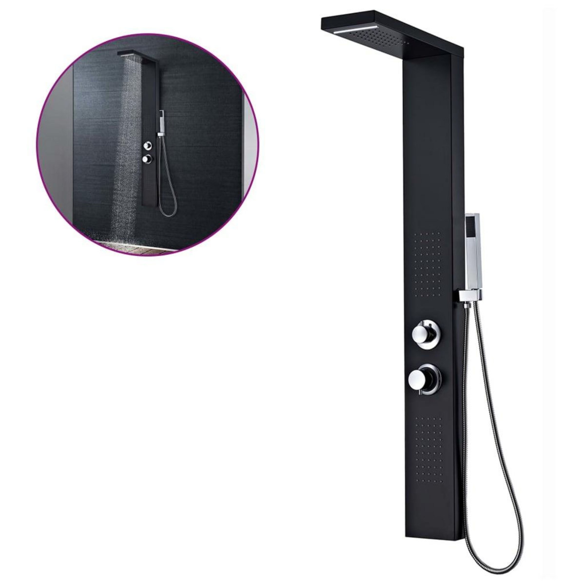 VIDAXL Systeme de panneau de douche Aluminium Mat Noir